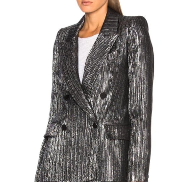 Isabel Marant Denel Double-Breasted Metallic Cocktail Blazer - Picture 13 of 13
